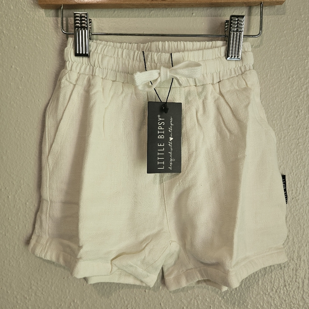 Little Bitsy White Boys Linen Shorts